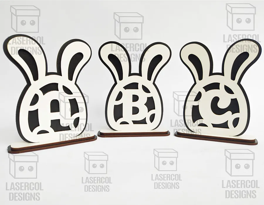 Easter Bunny Monogram Set 4 (3 Sizes) - Laser Cut Files product image (2)