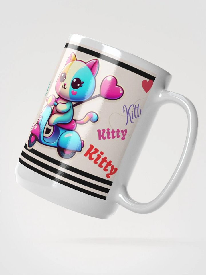 Happy kitty is Cycling!-White Glossy Mug product image (2)