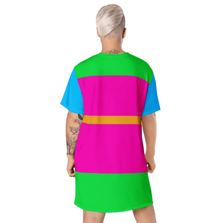 Blue Green Pink Orange Color Block T-Shirt Dress product image (9)