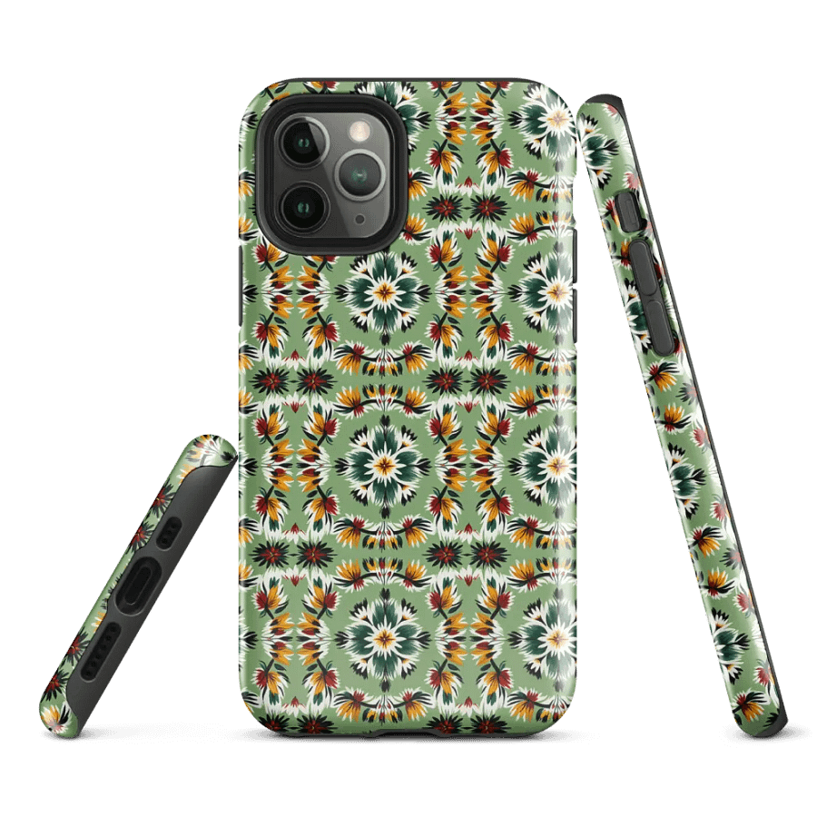 Tough Phone Case for iPhone® - Southwestern Abstract Feathers and Flowers Geometric Pattern product image (1)