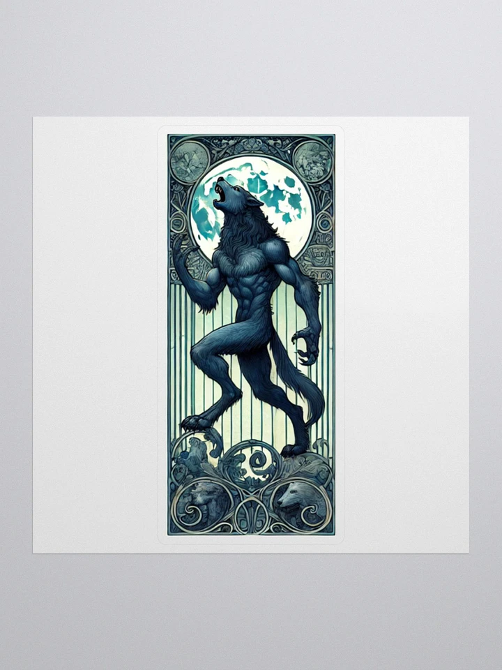 Enchanted Night Werewolf Vinyl Sticker – Art Nouveau Moonlit Design product image (1)