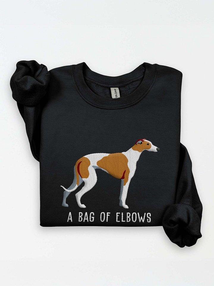 A Bag of Elbows Sweatshirt (Embroidered) of an English Greyhound(Brown & White) product image (1)