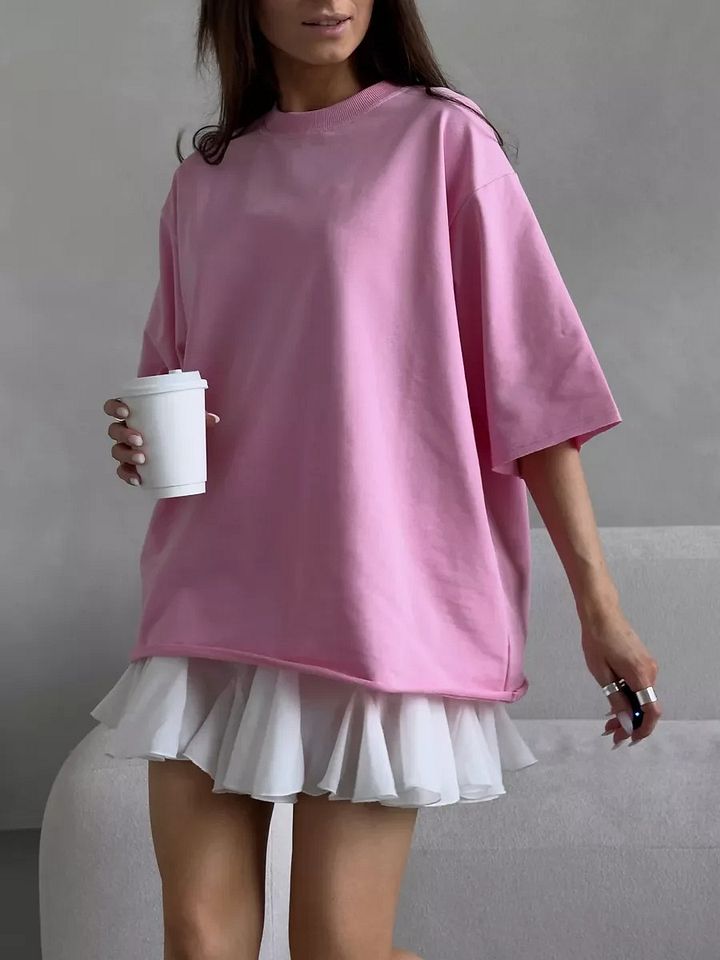 Casual Oversized Pink Loose Tshirt product image (1)