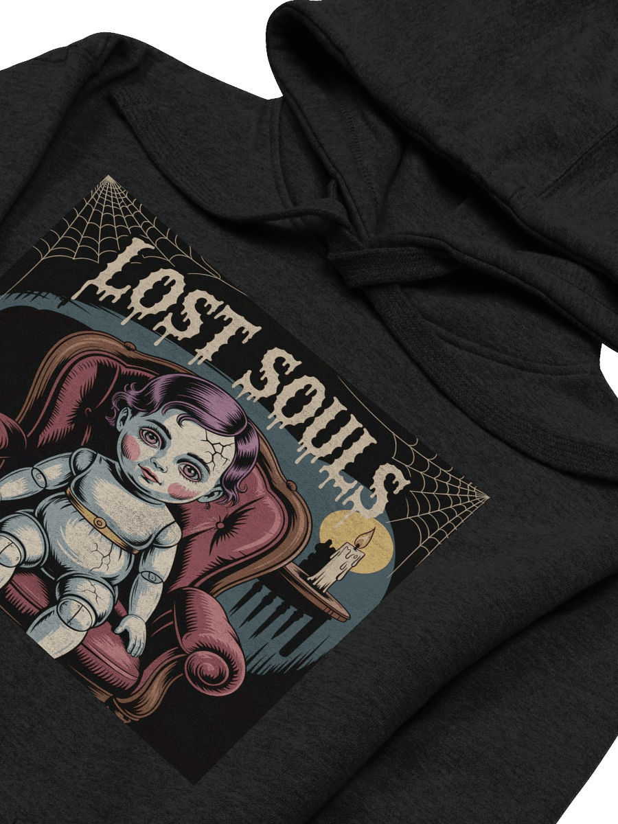 Lost Souls Unisex Premium Hoodie - Exclusive Creepy Baby Doll in Gothic Armchair Design with Cobweb Accents product image (39)