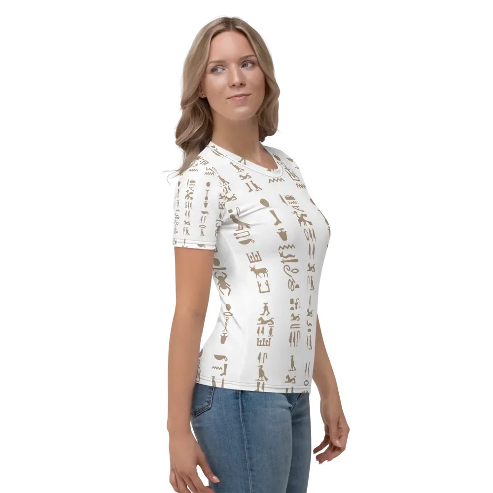 Isis White Hieroglyphs Women's Crew Neck T-Shirt product image (4)