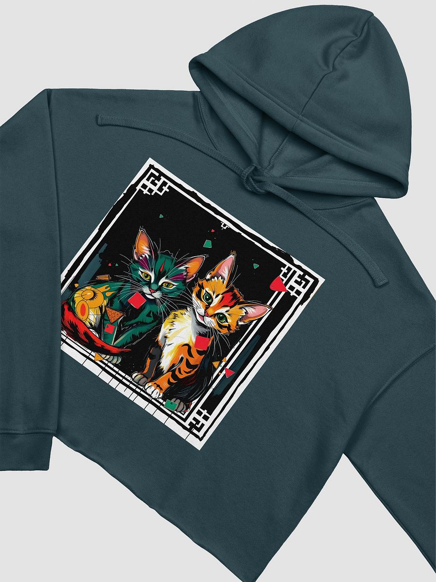 Vibrant Geometric Cats Crop Hoodie product image (3)