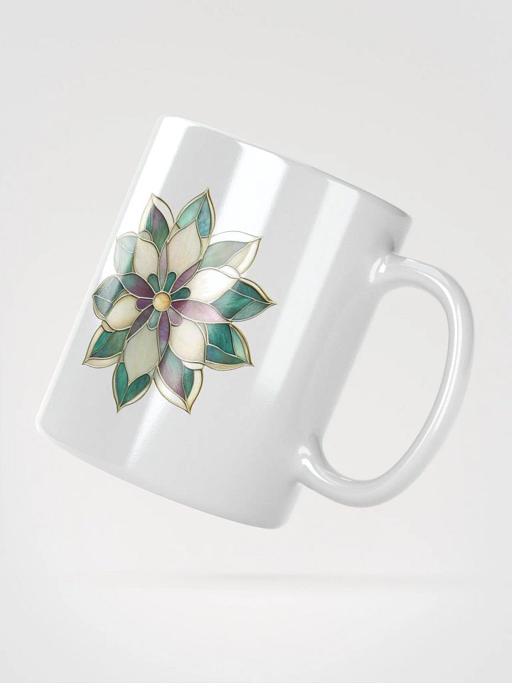 Stained Glass Water Lily White Glossy Mug product image (6)