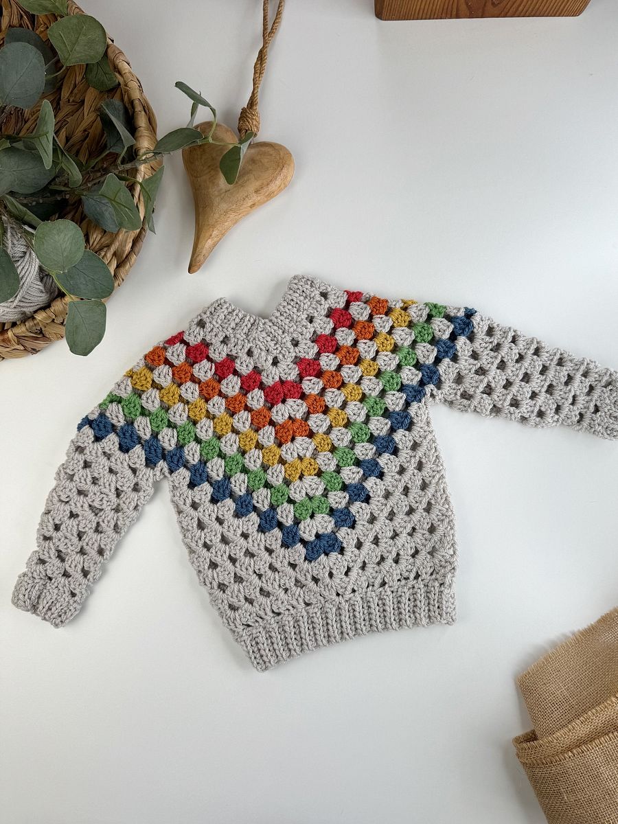 Child Granny Stitch Sweater Pattern | Sizes Newborn to 10 Years | Pdf Instant Download product image (7)