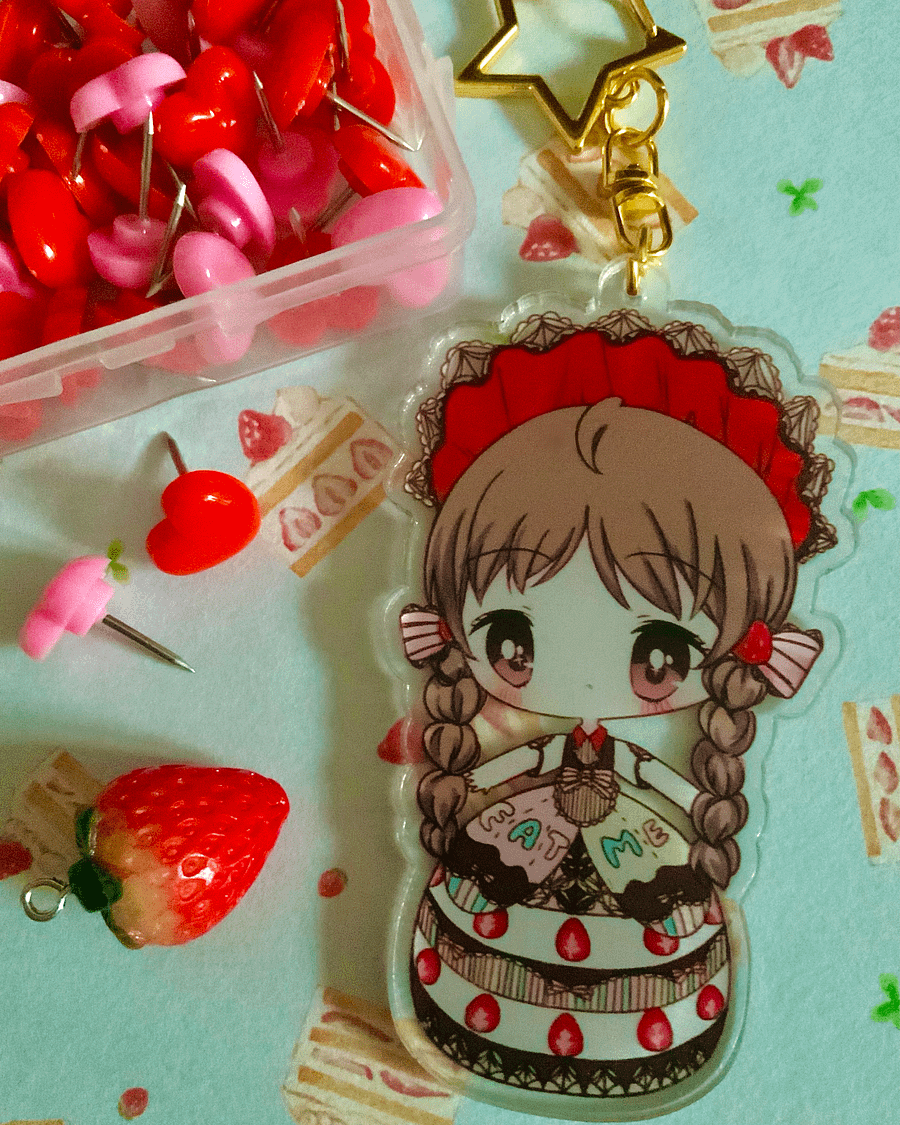 Acrylic Keychain- Hello Kitty Kimono / Sweet Lolita Cake Girl product image (2)