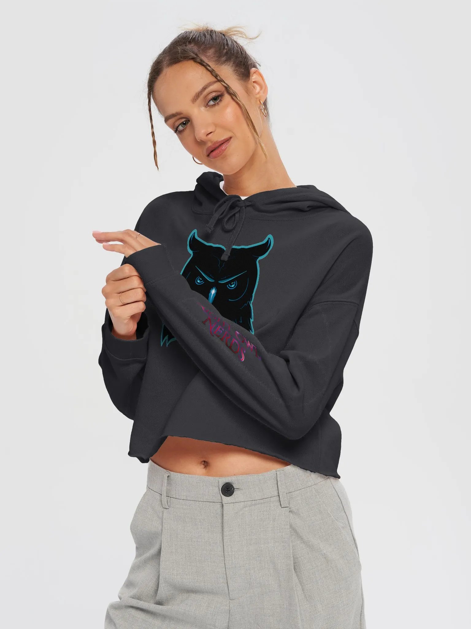 Night Owl Crop Top Hoodie product image (19)