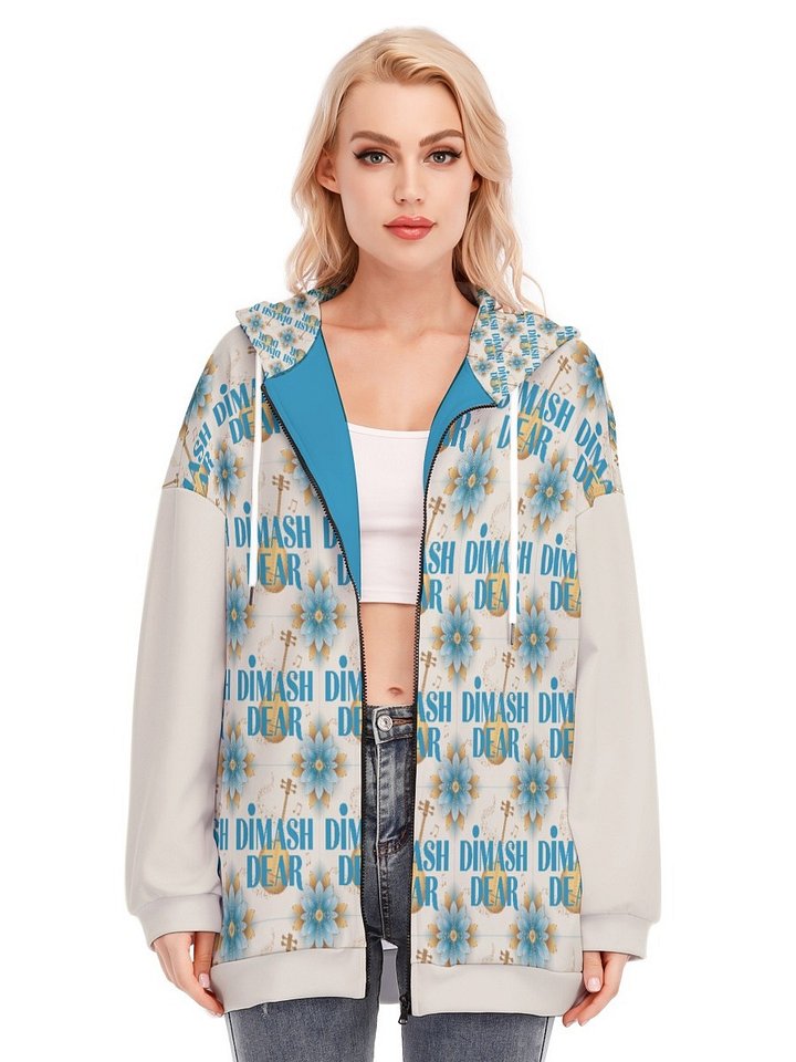 Singer From Kazakhstan All Over Printed Zipper Hoodie product image (1)