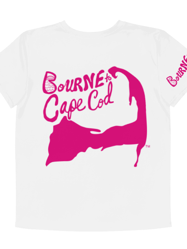 🦩YOUTH | Girls’ | BOURNE to Cape Cod™ | Logo Tee – All-Over Print | BRN.2C.C.™ | Coastal Cutie Vibes💖 | Pink Logo on White product image (4)