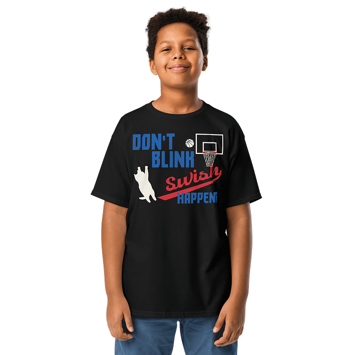 Basketball Cat (DON'T BLINK, Swish HAPPENS) - Unisex Youth Heavyweight T-shirt product image (6)