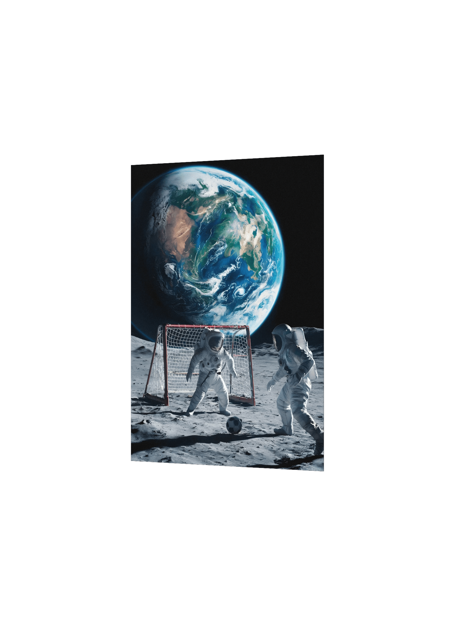 Moon Soccer Poster – Photorealistic Astronaut Space Humor Wall Art product image (3)