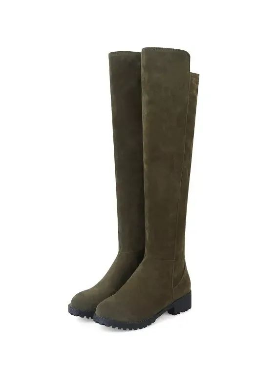 Women's Over The Knee Boots Bock Low Heels Side Zipper Ladies Faux Suede Shoes product image (1)