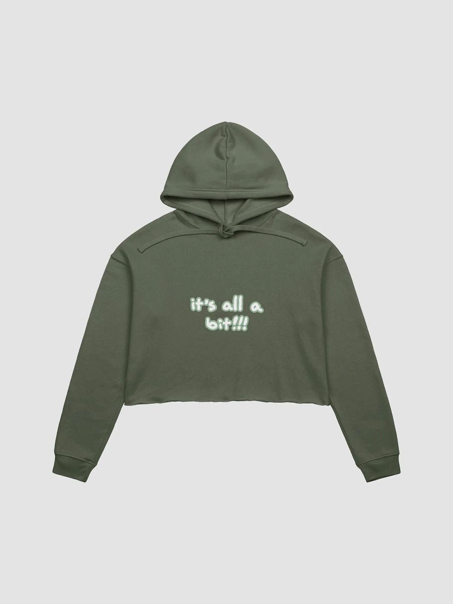 “It’s all a bit!!!” (lined design, #96B697) fleece cropped hoodie product image (14)