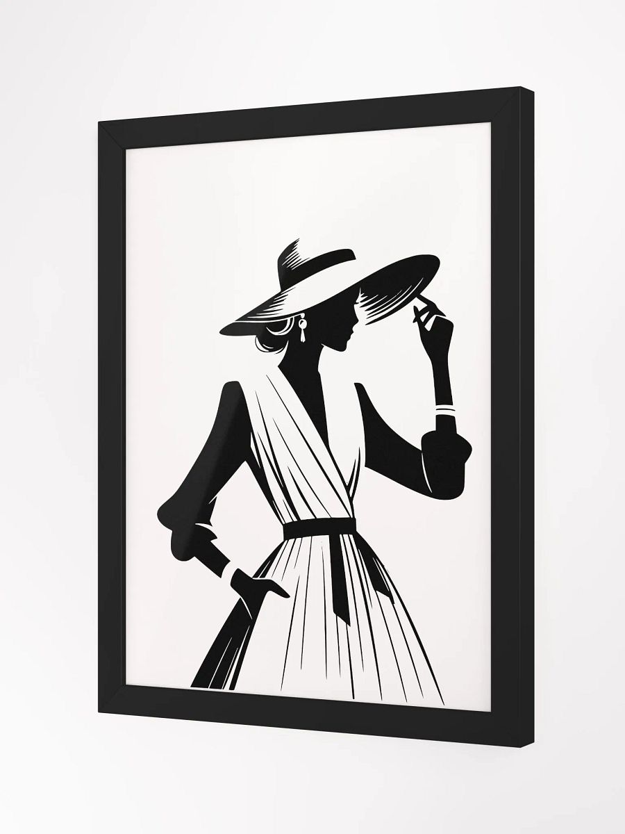 Elegant Church Lady – Black & White Vector Art (Framed Poster) product image (14)