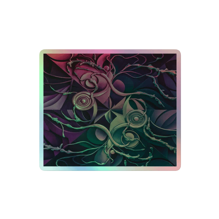 Holographic Abstract Floral Vortex Sticker - Multicolor Artistic Decal product image (2)