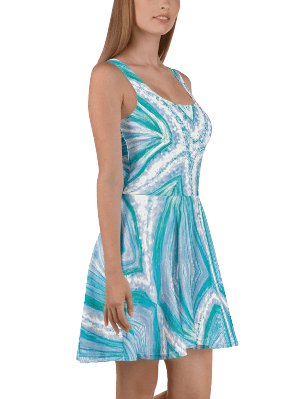 Bright Cyan Starfish Skater Dress | Ocean-Inspired Sleeveless Fit & Flare Dress | Monique Faella Designs™ product image (6)
