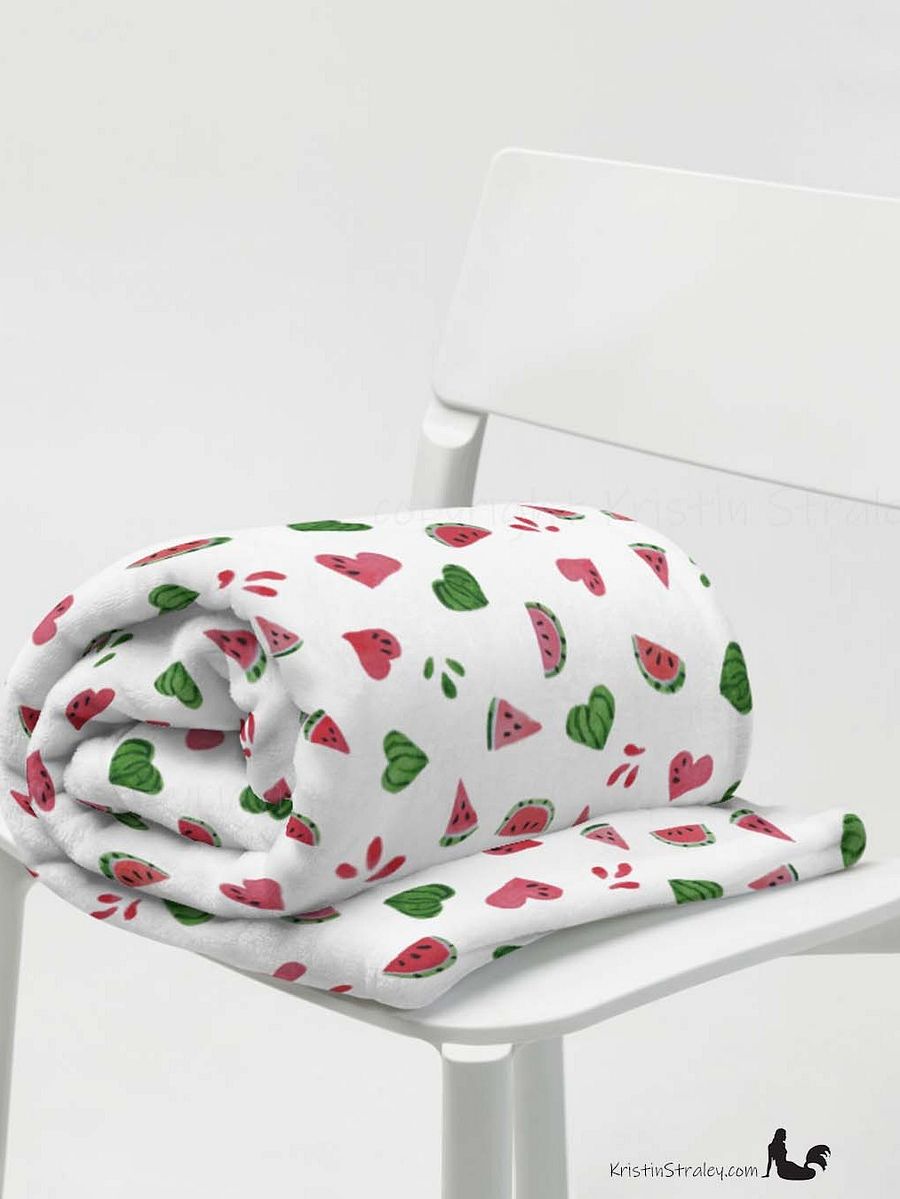Watermelons and Hearts Fleece Throw Blanket product image (3)