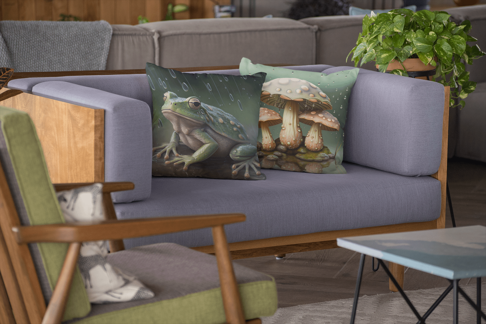 Frog and Mushrooms Rainy Day Pillow product image (2)