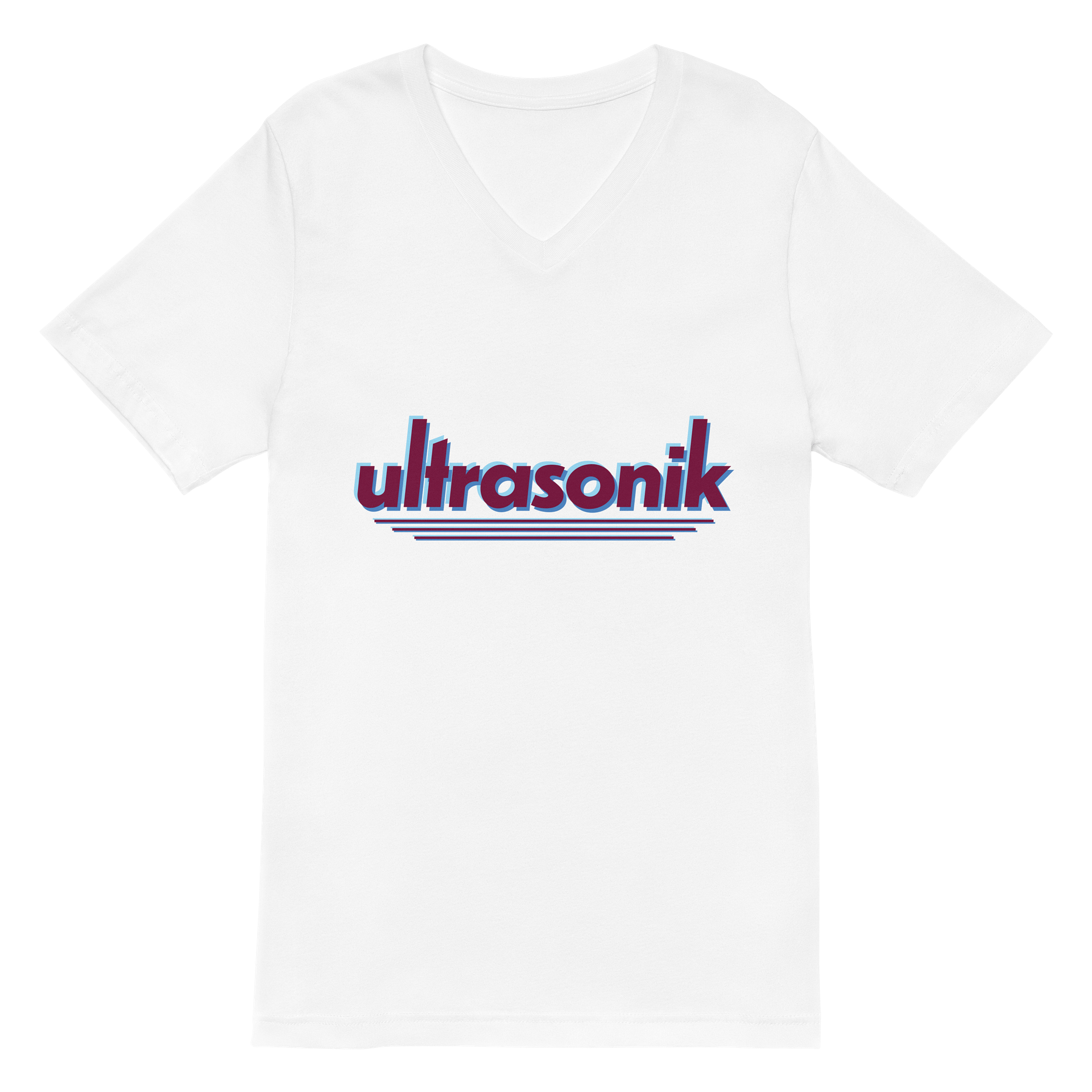 ultrasonik Layered Logo V-Neck T-Shirt (White) product image (2)