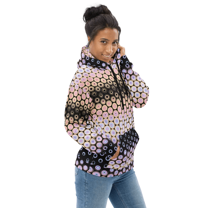 Abstract Circular Pink and Black Unisex All Over Print Hoodie product image (2)