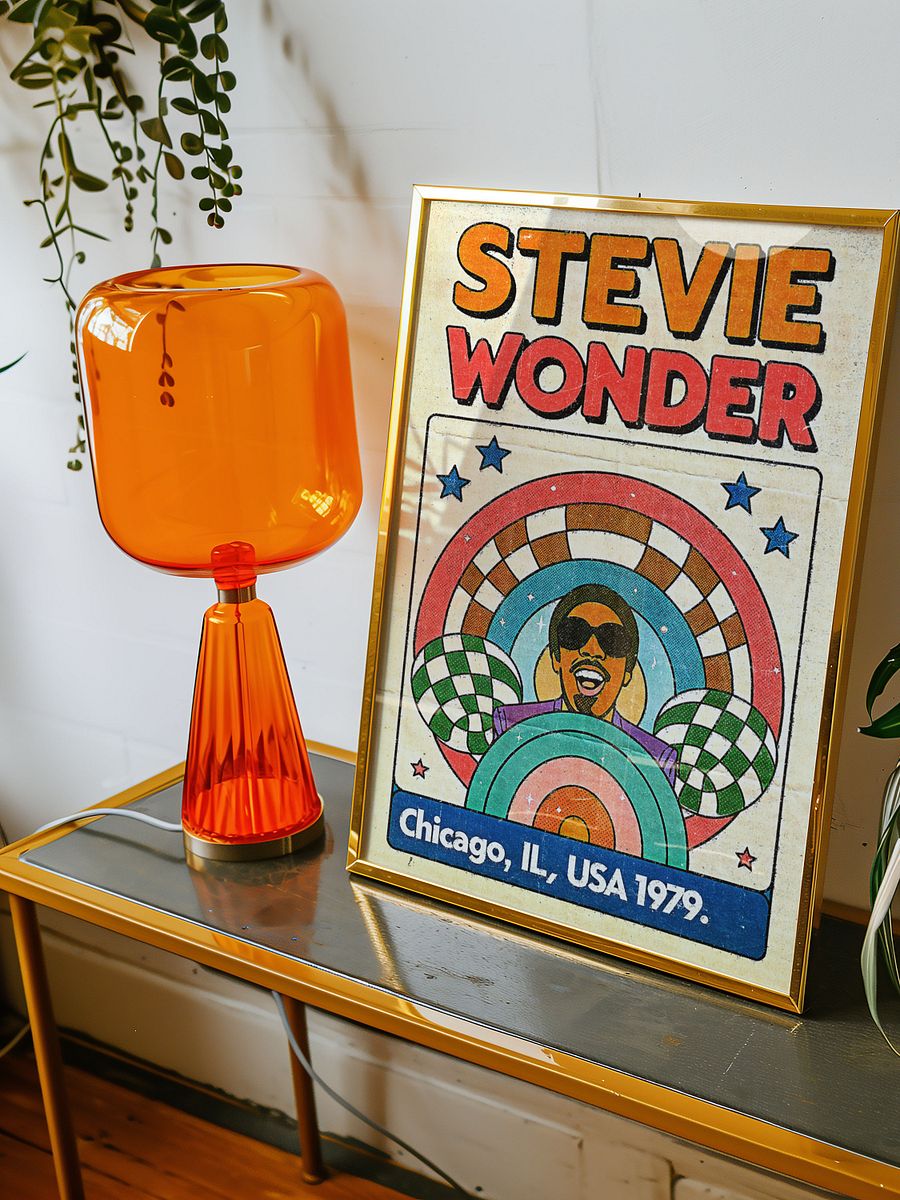 Stevie Wonder Chicago 1979 Poster | Vintage Soul Print | Retro Concert Art | Funk & R&B Music Decor | 80s Music Artwork | Mid-Century Funk Art Print product image (7)