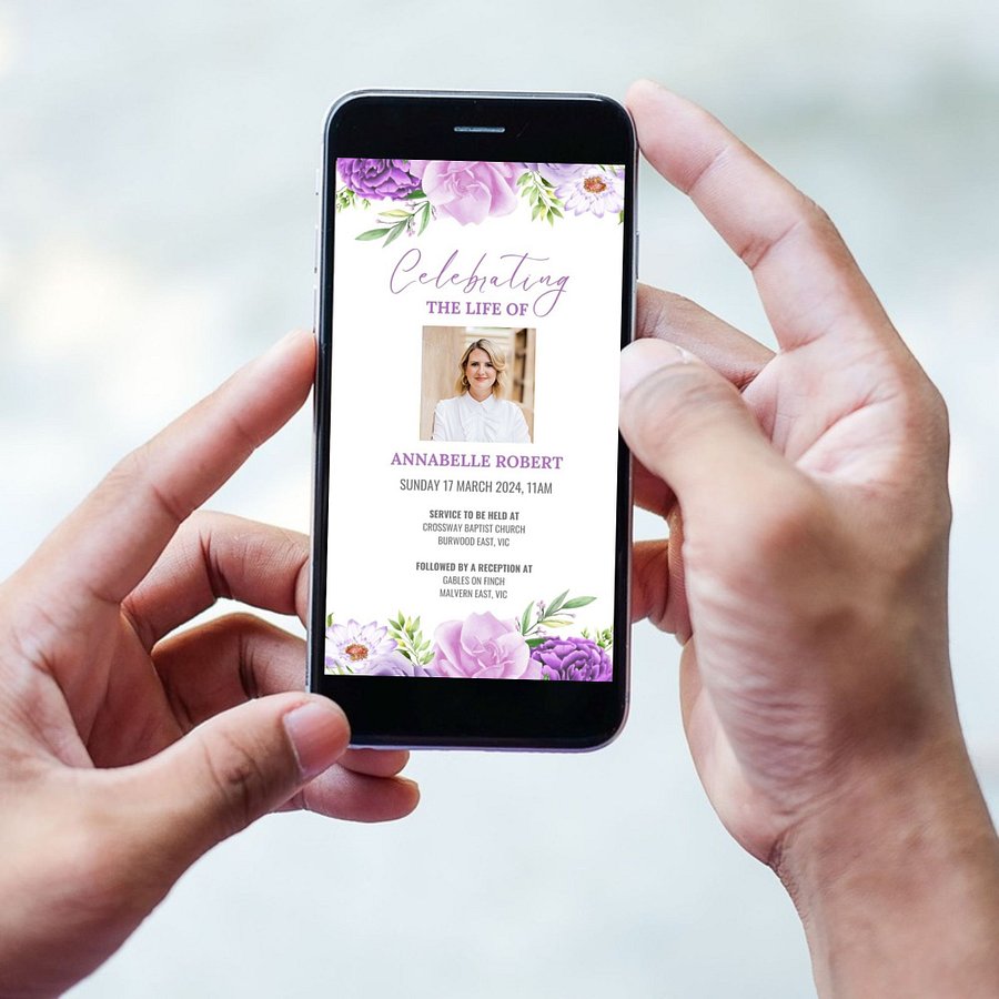 Purple Pink Flowers Evite Canva Template product image (4)
