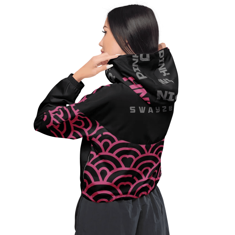 Black Pink Fancy Women's Cropped Windbreaker product image (4)