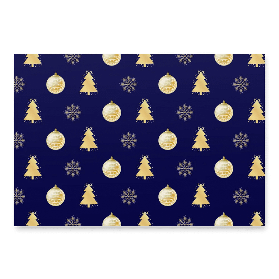 Elegant Holiday Wrapping Paper Set (3 Sheets) - Gold & Navy Christmas Icons product image (1)