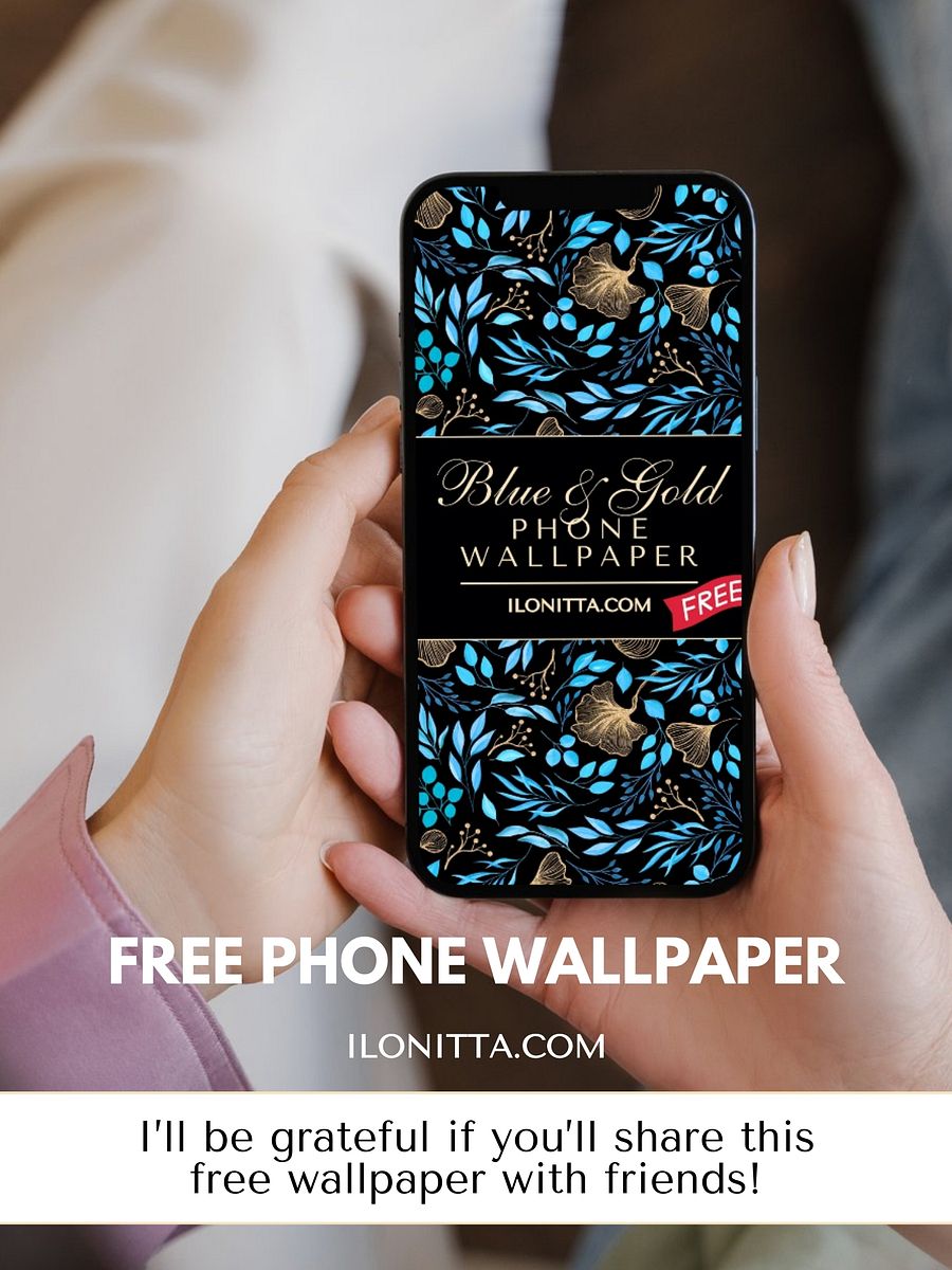 Phone Wallpaper from Blue & Gold Watercolor Bundle product image (5)