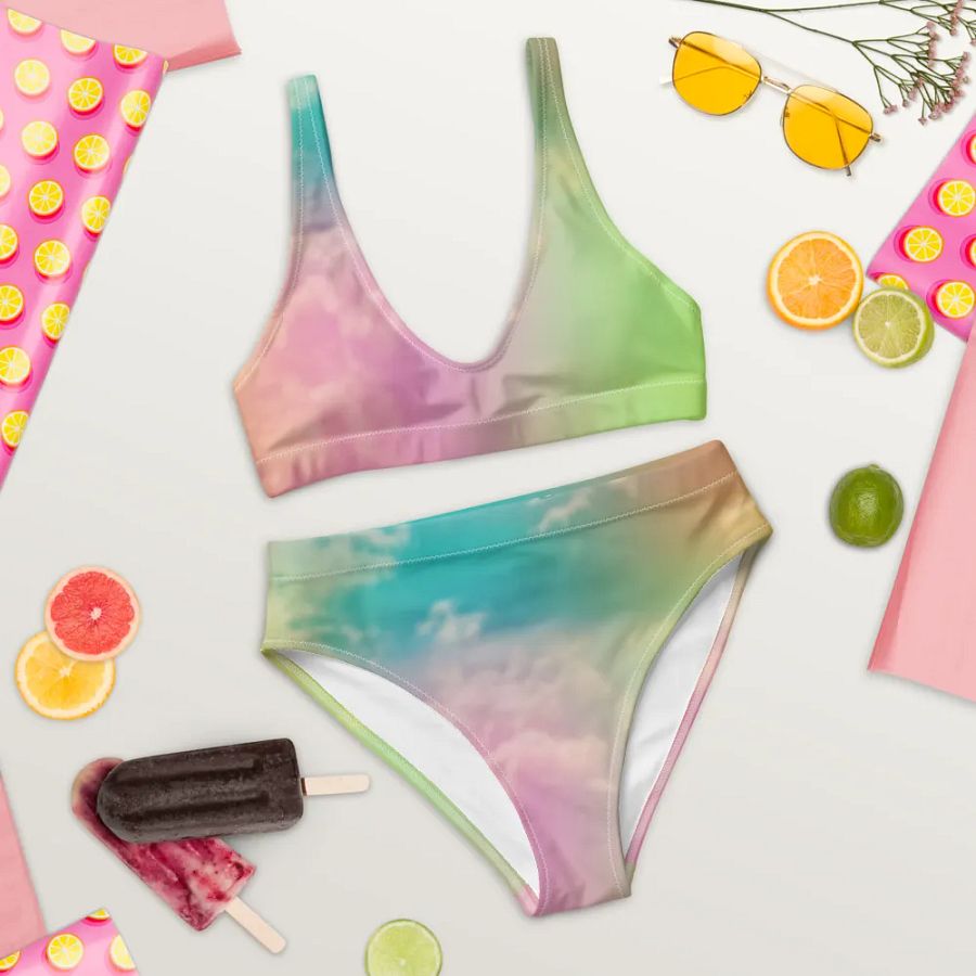 Blur cloud rainbow Design High Waisted Bikini - V11 product image (9)