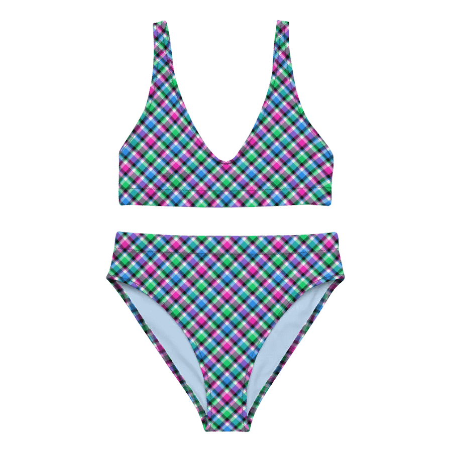 Magenta, Bright Green, and Blue Plaid Bikini product image (2)