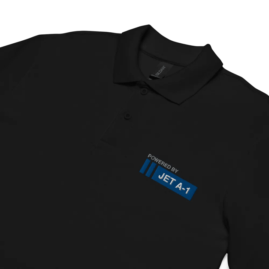 POWERED BY JET A1 - PIQUE BLACK POLO SHIRT product image (4)