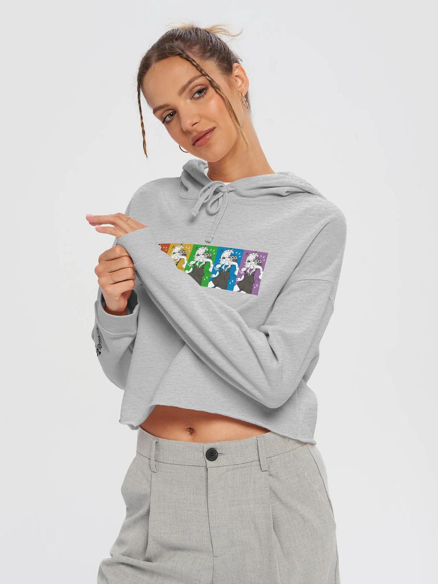 Northern Saw-whet Owl Lightweight Crop Hoodie - Rainbow (Light Colours) product image (9)
