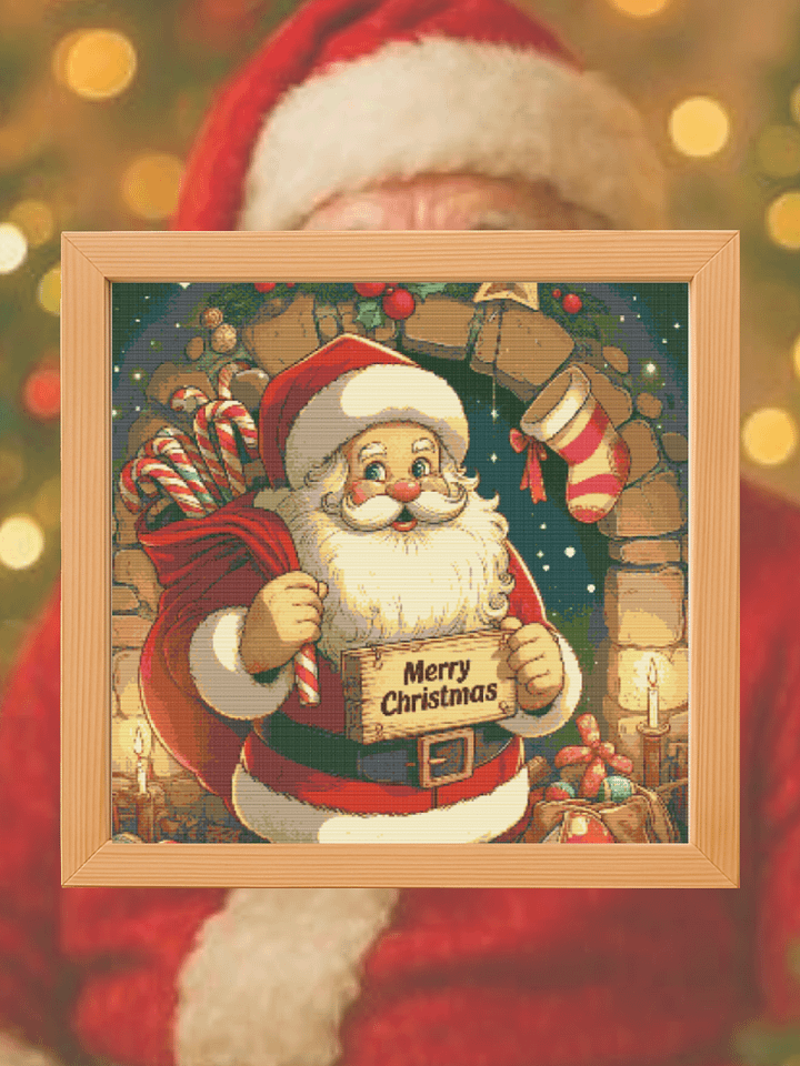 Merry Christmas Santa Claus Cross Stitch Pattern product image (1)