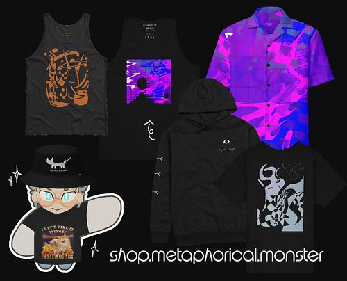 i now have a merch store!
https://shop.metaphorical.monster/

#art #merchdesign #smallartistsupport