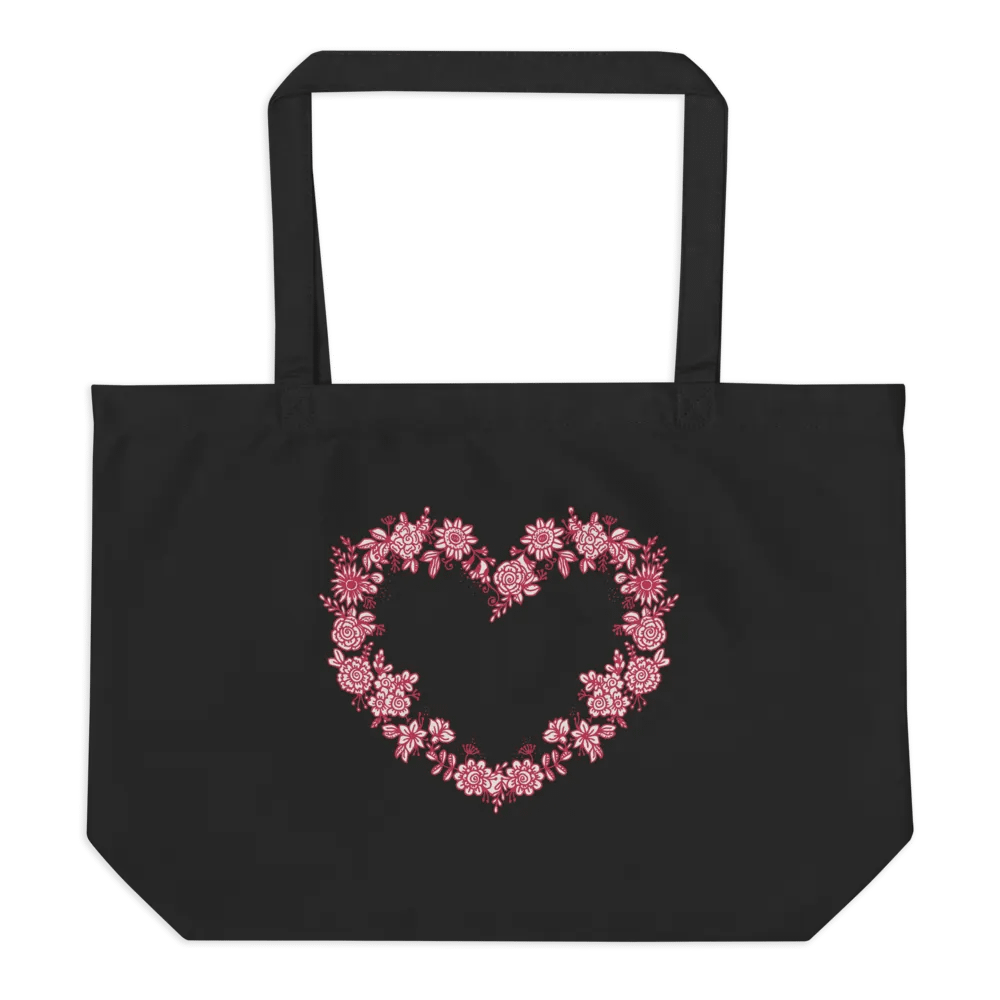 Red Floral Heart Organic Cotton Tote Bag product image (4)