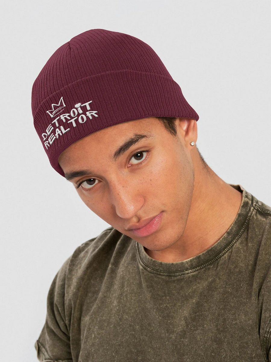 Organic Emroidered - Burgundy CROWN Detroit Realtor Beanie product image (4)