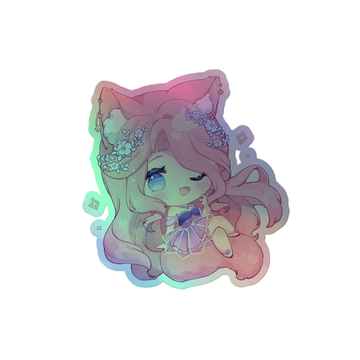 Whimsical Cat-Eared Holographic Sticker Set product image (2)