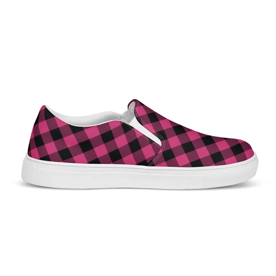 Pink Buffalo Plaid Women's Slip-On Shoes product image (5)