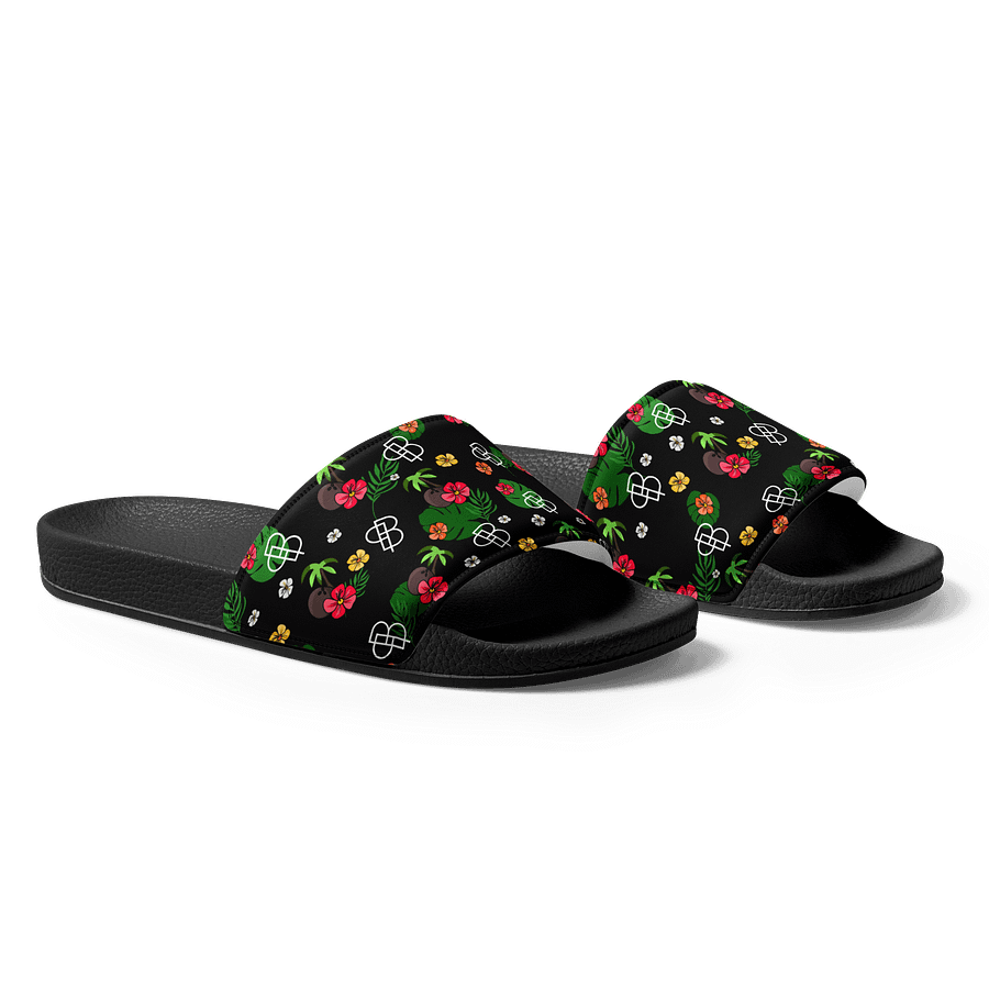 Tropical Island Woman's Slides in Black product image (1)