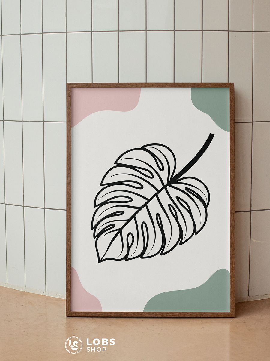 Chic Monstera Leaf Printable Poster with Geometric Design – Elevate Your Space with Botanical Art product image (5)