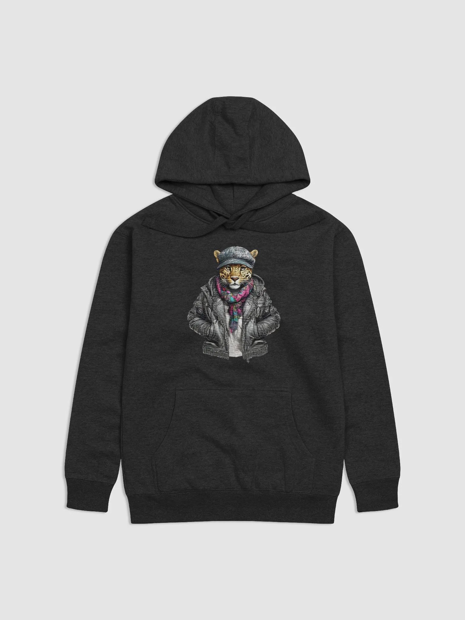 leopard wearing a jackets hat and a scarf Hoodie product image (1)