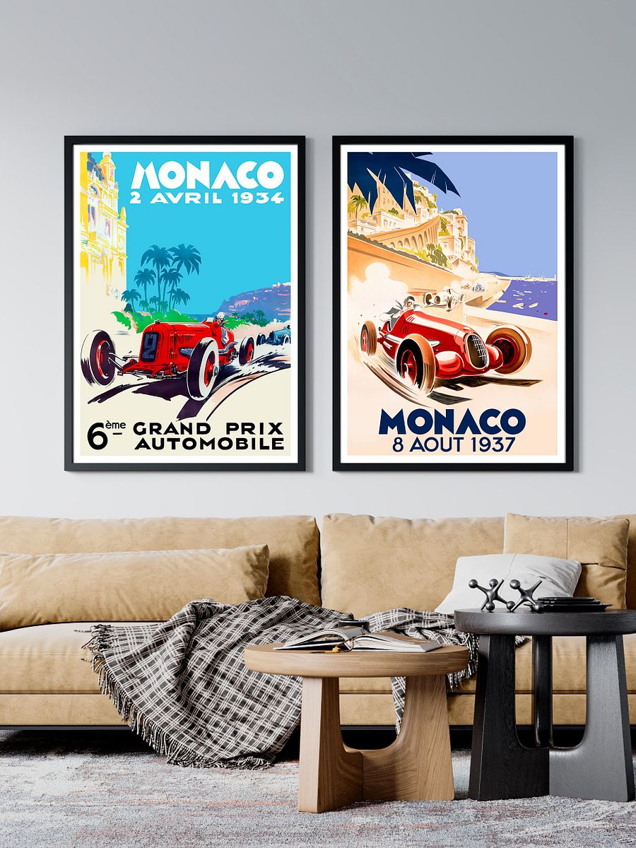 Monaco Vintage F1 Grand Prix, 1937 poster — Vintage Formula 1 poster, Monaco Grand Prix poster, retro travel poster, retro travel art product image (2)