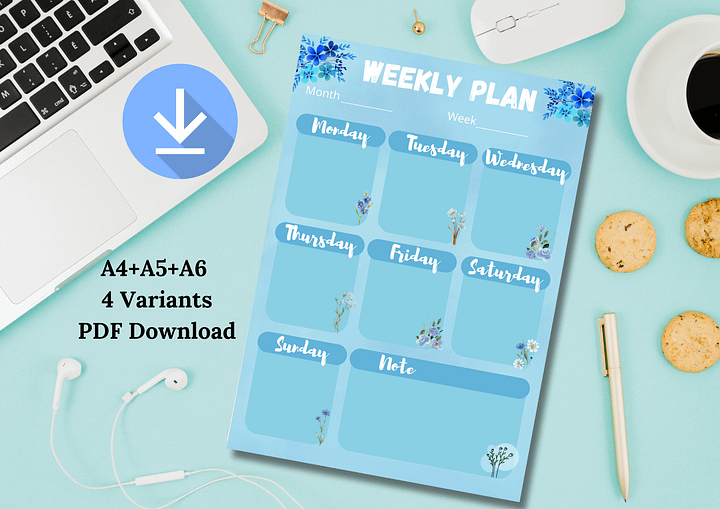 weekly plan, zum ausdrucken, wochenplaner, weekly schedule, routine, weekly planner printable, Undatiertes Wochenplaner Template, pdf a5 a6 product image (2)