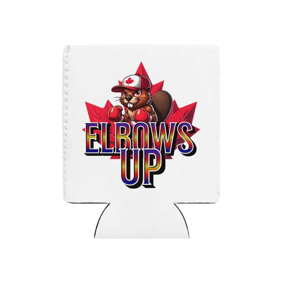 Elbows Up Maple Leaf Beaver Boxing Mauler Can Cooler product image (1)
