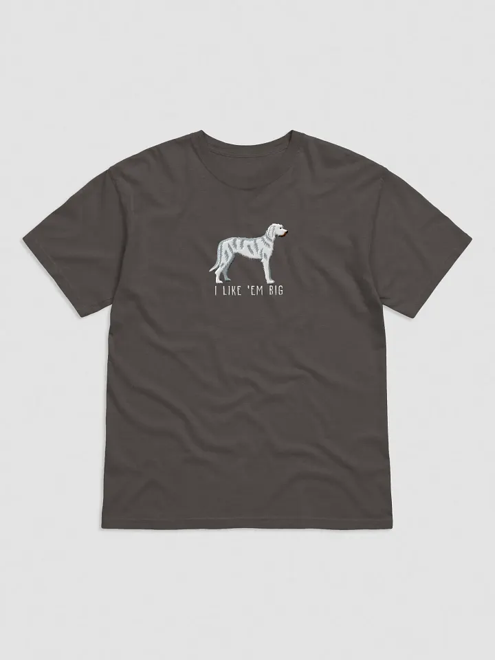 I Like 'Em Big T-Shirt(Embroidered) of an Irish Wolfhound(White) product image (6)