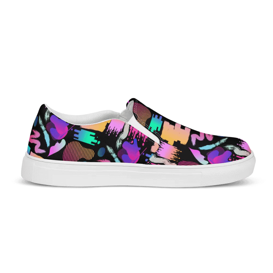 90's Pattern Womens Canvas Slip-On Shoes | Retro Pattern Shoes product image (10)